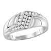 Image 1 : 1/4 CTW Mens Round Diamond Triple Row Polished Ring 10kt White Gold - REF-27R5H