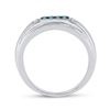 Image 3 : 1/3 CTW Mens Round Blue Color Enhanced Diamond Ring 10kt White Gold - REF-26H3W