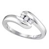Image 1 : 1/8 CTW Round Diamond 3-stone Promise Bridal Ring 10kt White Gold - REF-18T3K