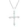 Image 1 : 1/10 CTW Round Diamond Cross Pendant 10kt White Gold - REF-11T9K