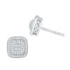 Image 1 : 5/8 CTW Round Diamond Cluster Square Screwback Earrings 10kt White Gold - REF-35H9W