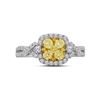 Image 2 : 1 CTW Round Natural Canary Yellow Diamond Square Cluster Ring 14kt White Gold - REF-83A9N