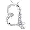 Image 1 : 1/20 CTW Round Diamond Heart Pendant 10kt White Gold - REF-7A8N
