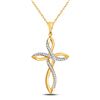Image 1 : 1/10 CTW Round Diamond Cross Pendant 10kt Yellow Gold - REF-10R8H