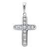 Image 1 : 1/10 CTW Round Diamond Cross Pendant 10kt White Gold - REF-8W4F