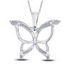 Image 1 : 0.03 CTW Round Diamond Butterfly Bug Wings Pendant 10kt White Gold - REF-4A2N