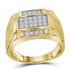 Image 1 : 1/2 CTW Mens Round Diamond Square Cluster Ring 10kt Yellow Gold - REF-45A3N