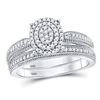 Image 1 : 1/3 CTW Round Diamond Oval Bridal Wedding Engagement Ring 10kt White Gold - REF-27T5K