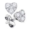 Image 1 : 1/2 CTW Round Diamond Heart Earrings 10kt White Gold - REF-33Y3X