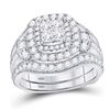 Image 1 : 2 CTW Princess Diamond Milgrain Ring 14kt White Gold - REF-179T9K