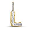 Image 1 : 7/8 CTW Mens Round Diamond L Letter Charm Pendant 10kt Yellow Gold - REF-47R9H