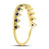 Image 3 : 1/10 CTW Round Blue Sapphire Chevron Stackable Ring 10kt Yellow Gold - REF-10N8Y