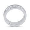 Image 3 : 1 & 1/2 CTW Mens Machine Set Princess Diamond Wedding Channel Ring 14kt White Gold - REF-228H3W
