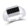 Image 1 : 3/4 CTW Mens Round Black Color Enhanced Diamond Ring 10kt White Gold - REF-39X3T