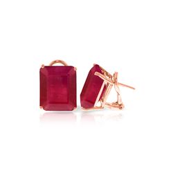 Genuine 15 ctw Ruby Earrings 14KT Rose Gold - REF-117A6K