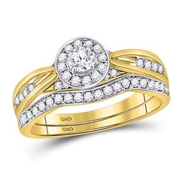 1/2 CTW Round Diamond Bridal Wedding Engagement Ring 14kt Yellow Gold - REF-65H9W