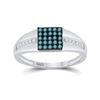 Image 1 : 1/2 CTW Mens Round Blue Color Enhanced Diamond Square Cluster Ring 10kt White Gold - REF-30M3A