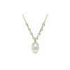 Image 1 : Genuine 5 ctw Pearl & Aquamarine Necklace 14KT Yellow Gold - REF-26X9M