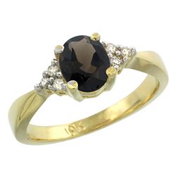 1.06 CTW Quartz & Diamond Ring 10K Yellow Gold - REF-28W4F