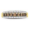 Image 2 : 1/2 CTW Round Brown Diamond Ring 10kt Yellow Gold - REF-21H5W