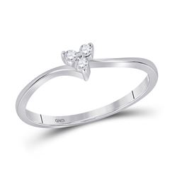 1/20 CTW Round Diamond Heart Promise Bridal Ring 10kt White Gold - REF-7K5R