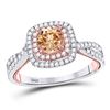 Image 1 : 1 CTW Round Brown Diamond Solitaire Bridal Wedding Engagement Ring 14kt Two-tone Gold - REF-92F3M