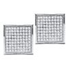 Image 1 : 1/20 CTW Round Diamond Square Earrings 10kt White Gold - REF-7W5F