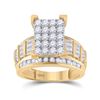 Image 1 : 1 & 1/2 CTW Round Diamond Cluster Bridal Wedding Engagement Ring 10kt Yellow Gold - REF-90F3M