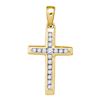 Image 1 : 1/8 CTW Round Diamond Small Cross Pendant 10kt Yellow Gold - REF-9W6F
