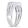 Image 3 : 1/2 CTW Mens Round Diamond Double Row Wedding Ring 14kt White Gold - REF-51T5K