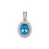 Image 1 : 1/6 CTW Oval Blue Topaz Solitaire Diamond-accent Pendant 14kt White Gold - REF-32K3R