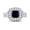 Image 2 : 3 & 3/4 CTW Princess Lab-Created Blue Sapphire Solitaire Ring 10kt White Gold - REF-30Y3X