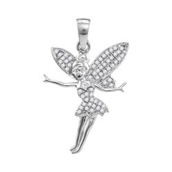 1/4 CTW Round Diamond Tinkerbell Fairy Fashion Pendant 10kt White Gold - REF-15H5W