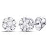 Image 1 : 1/2 CTW Round Diamond Flower Cluster Earrings 10kt White Gold - REF-30F3M
