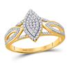 Image 1 : 1/4 CTW Round Diamond Oval Bridal Wedding Engagement Ring 10kt Yellow Gold - REF-19N2Y