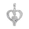 Image 1 : 1/6 CTW Round Diamond Heart Pendant 10kt White Gold - REF-14X4T