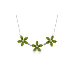 Genuine 4.2 ctw Peridot Necklace 14KT White Gold - REF-60X7M