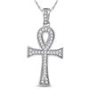 Image 1 : 1/5 CTW Mens Round Diamond Ankh Cross Charm Pendant 10kt White Gold - REF-13F2M