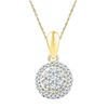 Image 1 : 1/4 CTW Round Diamond Halo Flower Cluster Pendant 10kt Yellow Gold - REF-15A5N