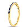 Image 3 : 1/6 CTW Round Blue Sapphire Cross Stackable Ring 10kt Yellow Gold - REF-10M8A