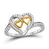 Image 1 : 1/8 CTW Round Diamond Triple Heart Ring 10kt White Gold - REF-11H9W
