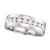 Image 1 : 1 CTW Mens Round Diamond Wedding Ring 14kt White Gold - REF-137W9F