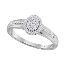 1/6 CTW Round Diamond Oval Cluster Ring 10kt White Gold - REF-14R4H