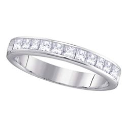 3/4 CTW Princess Diamond 4mm Wedding Ring 14kt White Gold - REF-71X9T