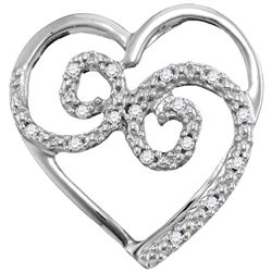 1/20 CTW Round Diamond Curled Heart Pendant 10kt White Gold - REF-7A5N