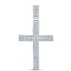 Image 1 : 1/2 CTW Mens Round Diamond Roman Cross Charm Pendant 10kt White Gold - REF-39N3Y