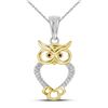 Image 1 : 1/20 CTW Round Red Color Enhanced Diamond Owl Bird Animal Pendant 10kt Yellow Gold - REF-9K3R