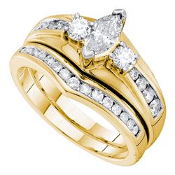 7/8 CTW Marquise Diamond Bridal Wedding Engagement Ring 14kt Yellow Gold - REF-95H9W
