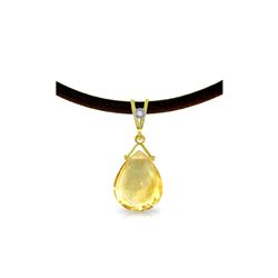 Genuine 6.51 ctw Citrine & Diamond Necklace 14KT Yellow Gold - REF-26P9H