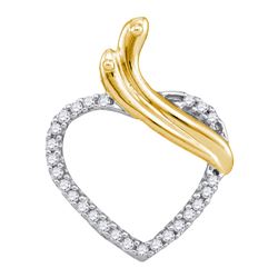 1/10 CTW Round Diamond Heart Pendant 10kt Yellow Gold - REF-9X6T